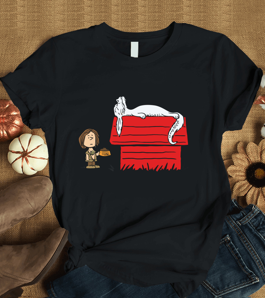 Feeding The Luck Dragon Atop Red Doghouse with Atreyu and Snoopy Mashup T-Shirt