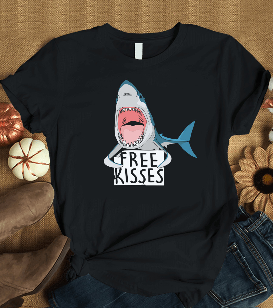 FREE KISSES Shark Humor T-Shirt