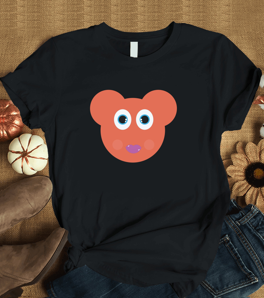Funny Orange Cartoon Bear Face T-Shirt