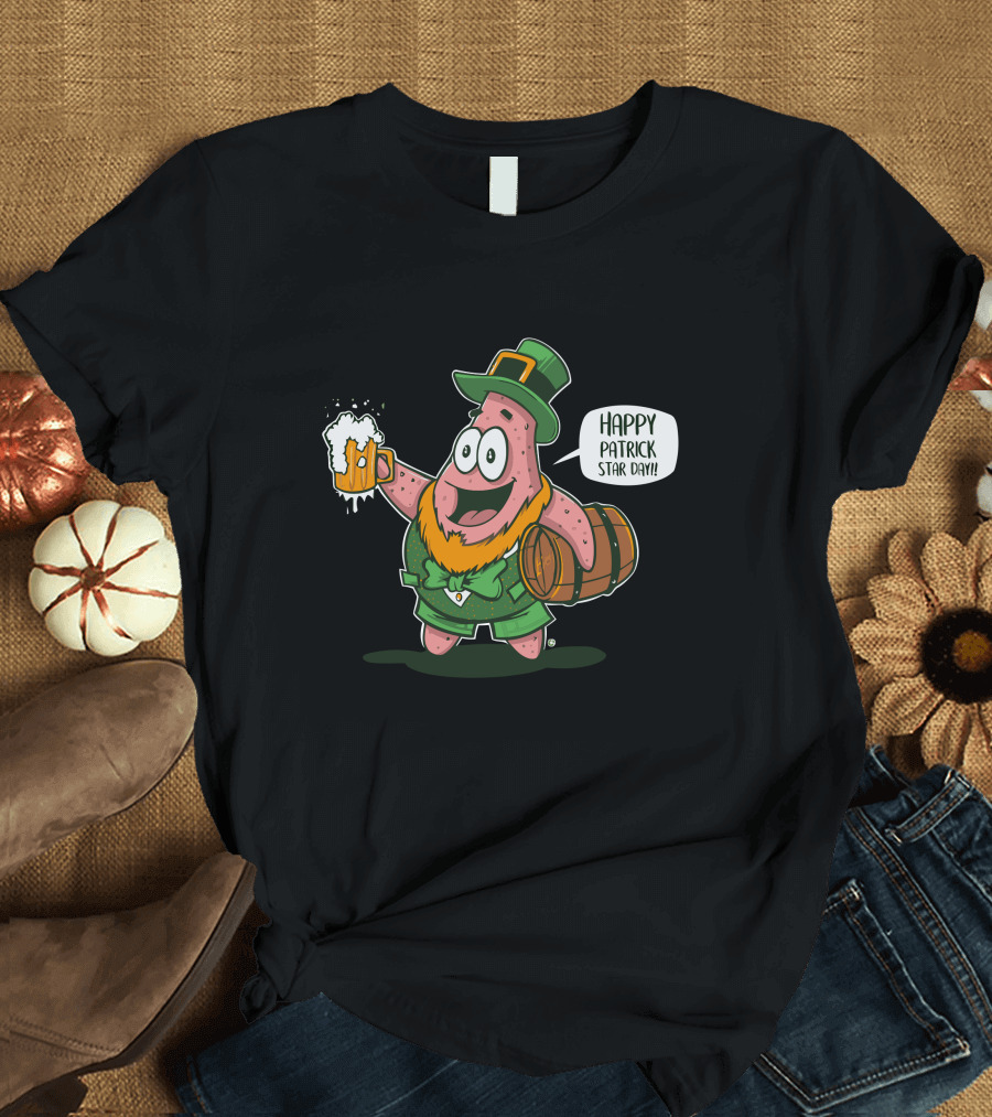 Happy Patrick Star Day Leprechaun Celebration Beer Mug T-Shirt