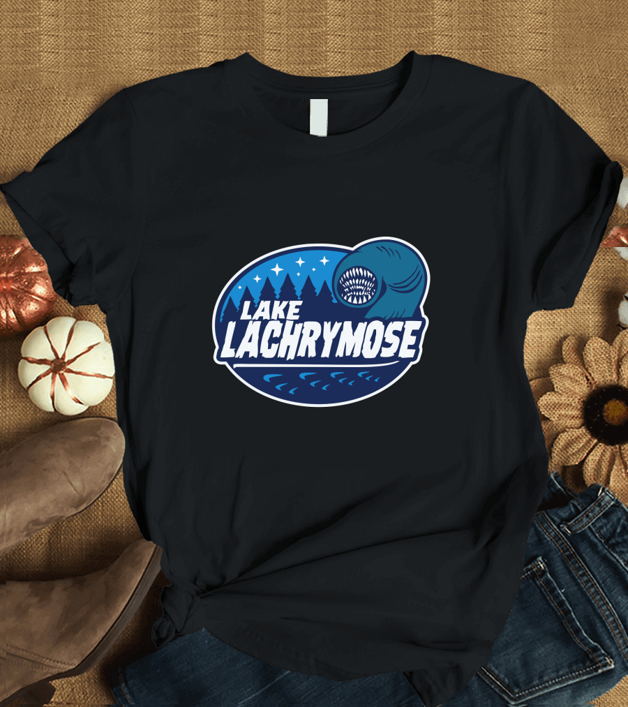 Lake Lachrymose Leech Monster Stars and Tree Scene T-Shirt