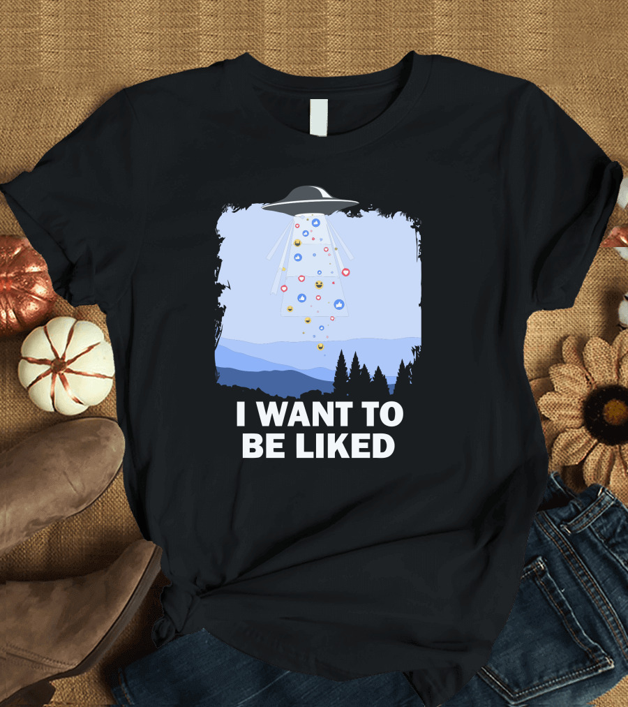 I Want To Be Liked UFO Social Media Reaction Icons Forest T-Shirt