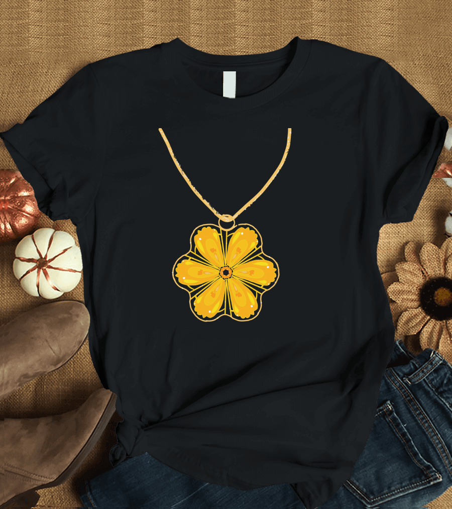 Golden Flower Pendant Necklace T-Shirt