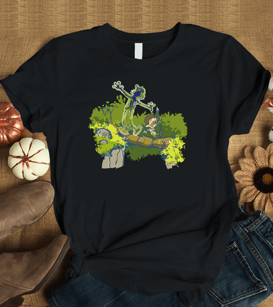 Calvin and Hobbes Jungle Adventure Sketch T-Shirt