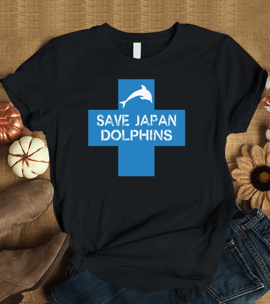 Save Japan Dolphins Blue Cross T-Shirt