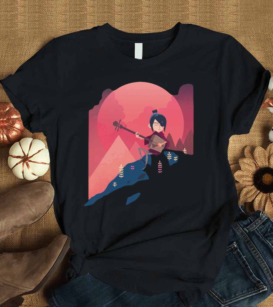 A Song On The Mountain Red Sunset Musician On Hilltop T-Shirt