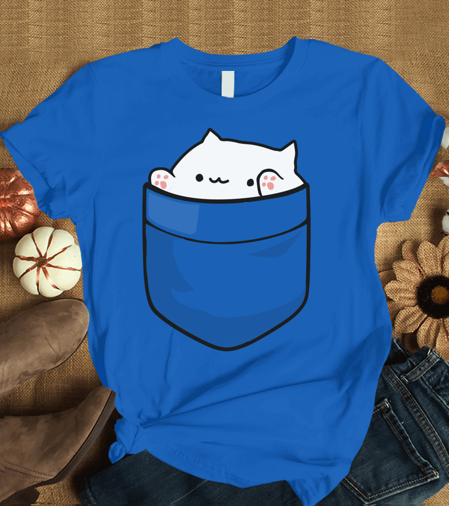 Bongo Cat in Pocket White Kitty Wholesome Meme T-Shirt