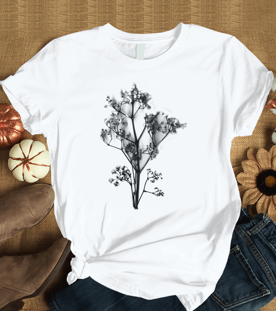 Dry Flower Shadow Botanical Silence T-Shirt
