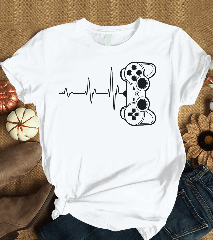 Gamer Heartbeat Controller Video Game Lover T-Shirt