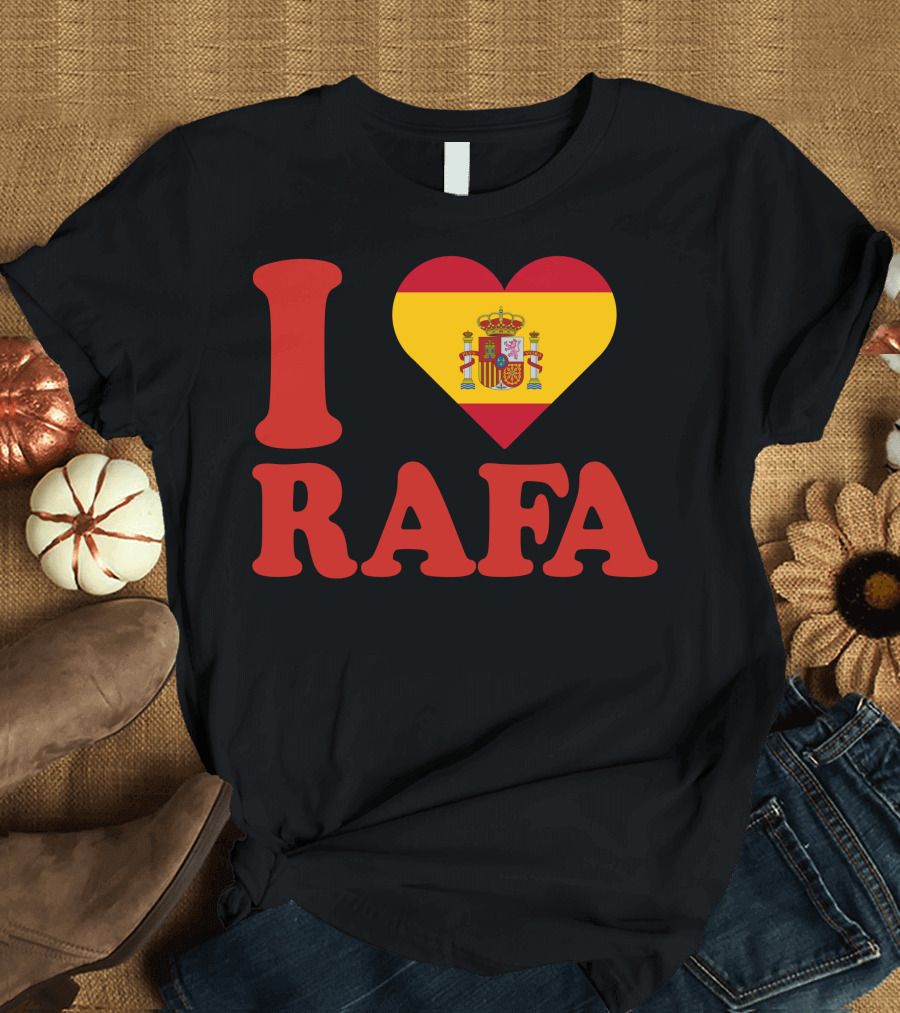 I Love Rafa Spain Flag Heart Emblem T-Shirt