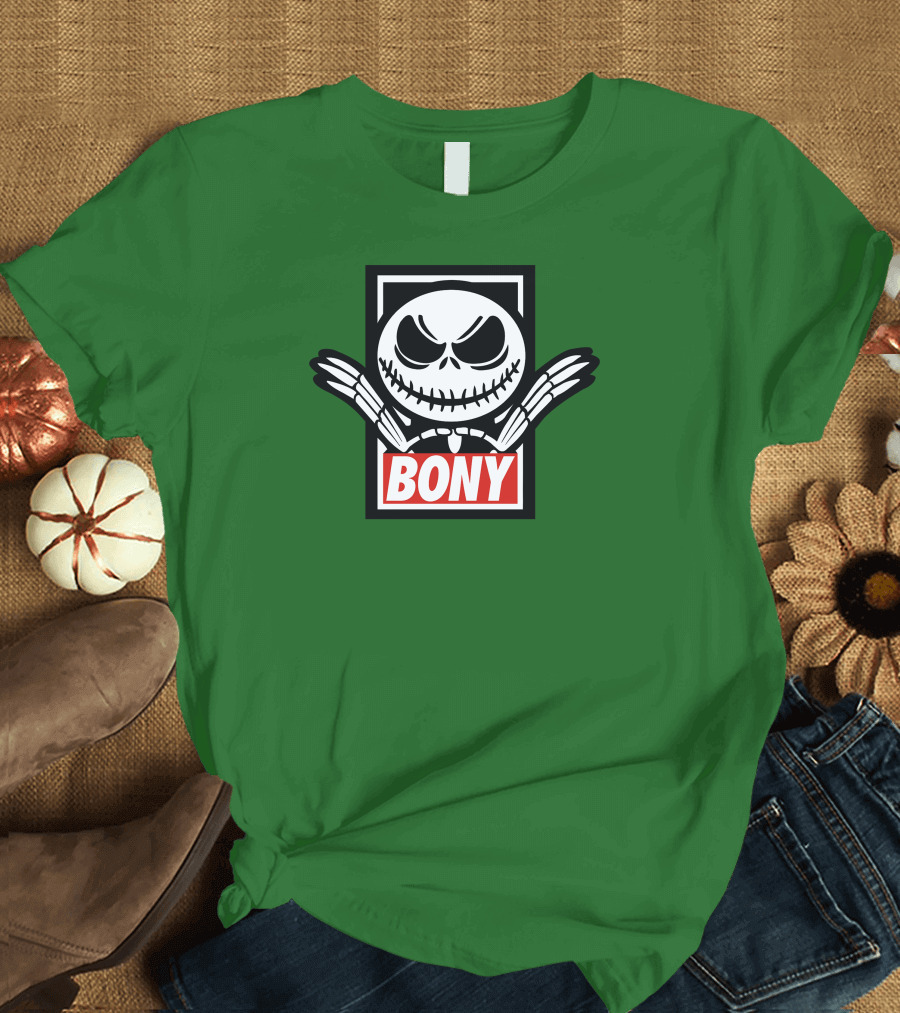 Bony Jack Skellington Style Icon with Crossed Bones T-Shirt