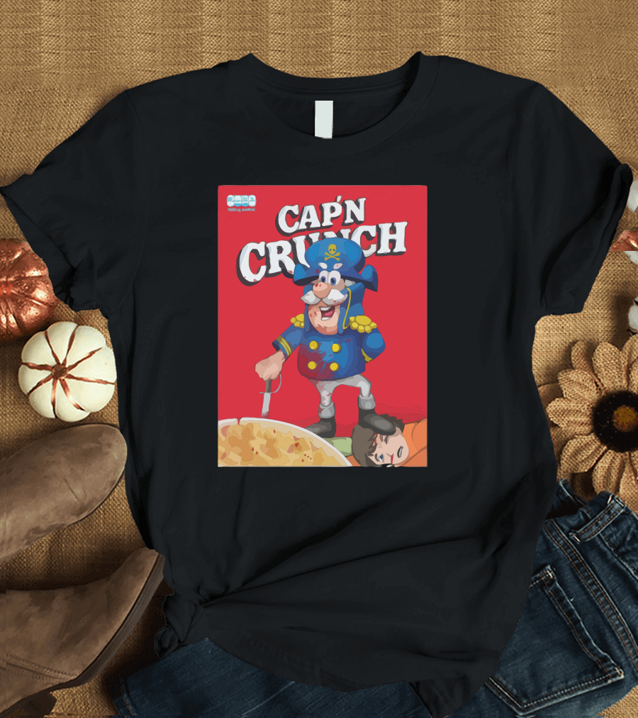Cap'n Crunch Crunchy Cereal Maniac Cartoon Red Box T-Shirt