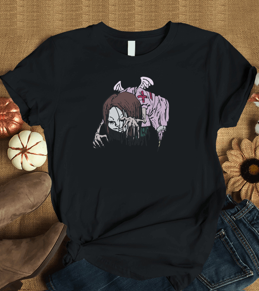 Doctor Blythe Creepy Nurse with Angel Wings T-Shirt