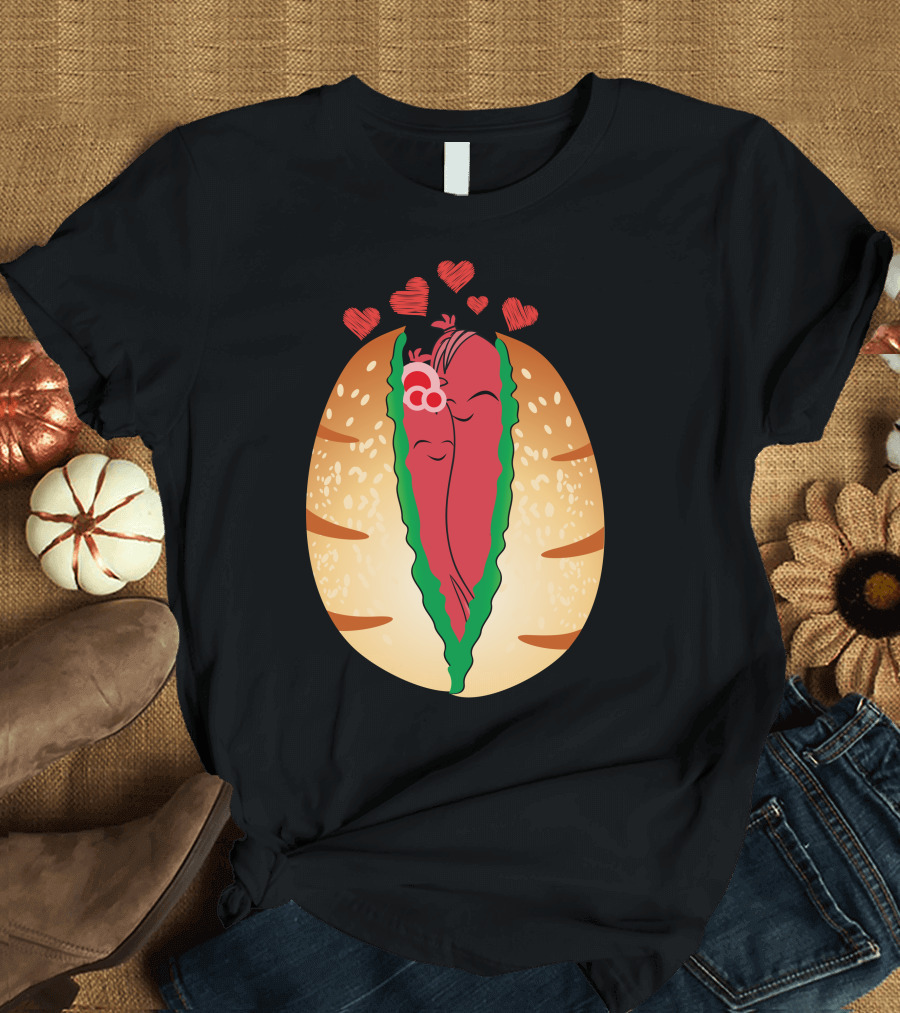 Funny Love Encased in a Heartfelt Hot Dog Bun T-Shirt