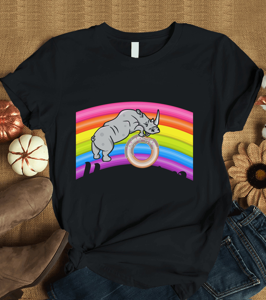 Please Don't Feed the Unicorn Rainbow Rhino Donut T-Shirt