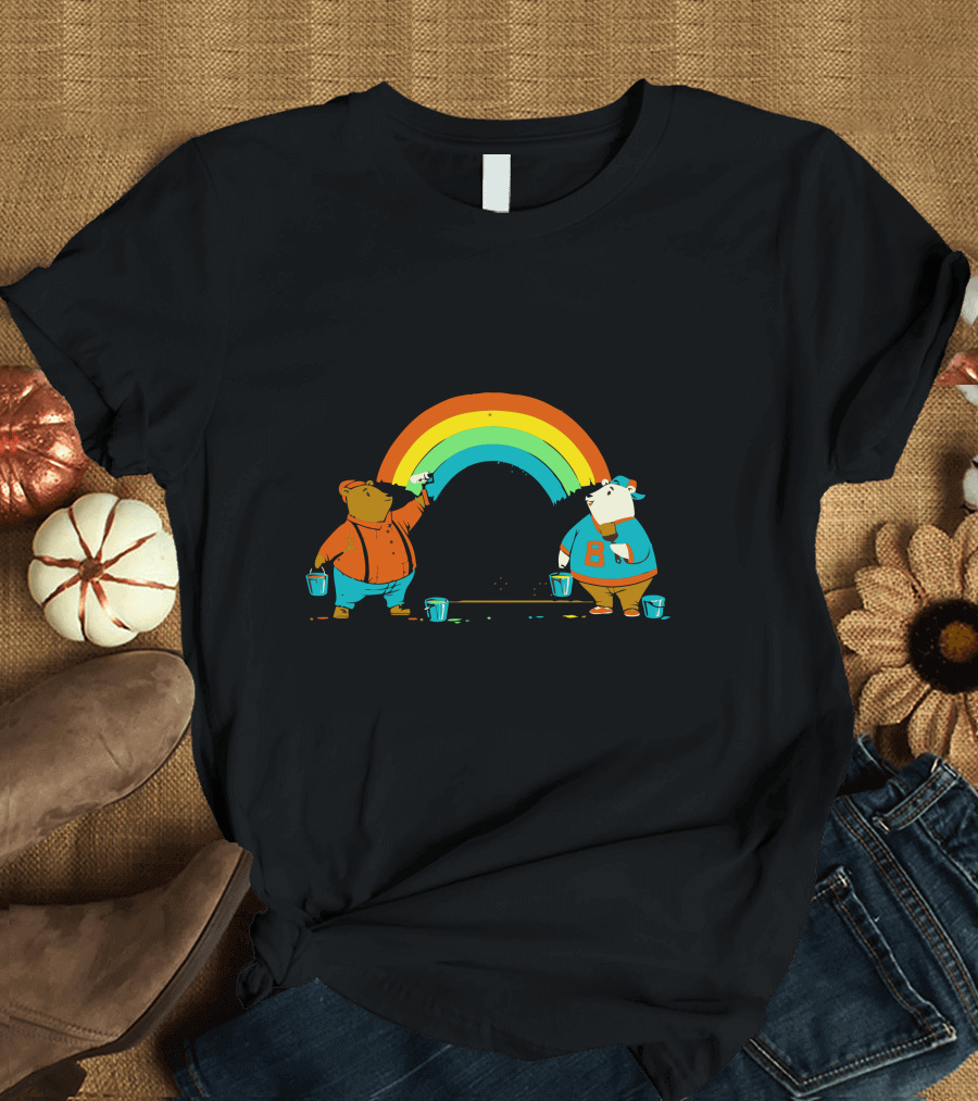 Love Is Love Rainbow Bear Painting Colorful Joy Together T-Shirt