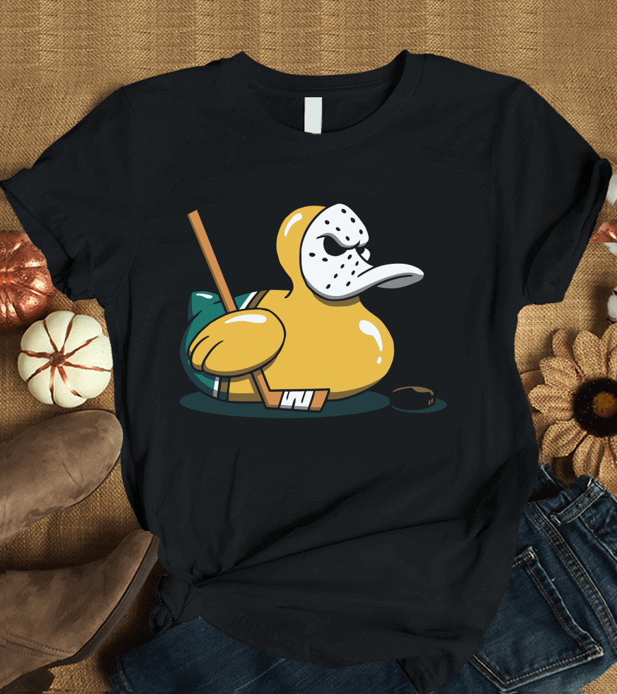 Mighty Rubber Ducky Hockey Mask Player with Stick and Puck T-Shirt