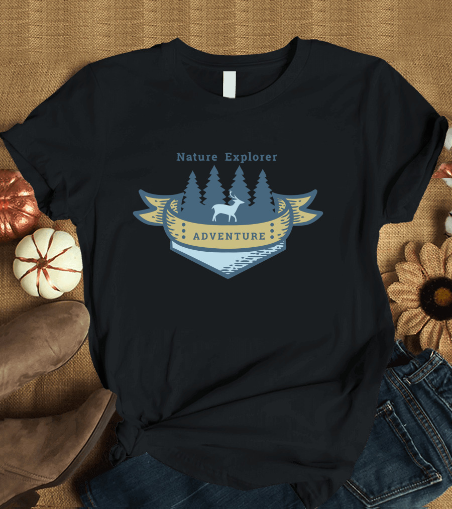 Nature Explorer Adventure Deer Emblem T-Shirt