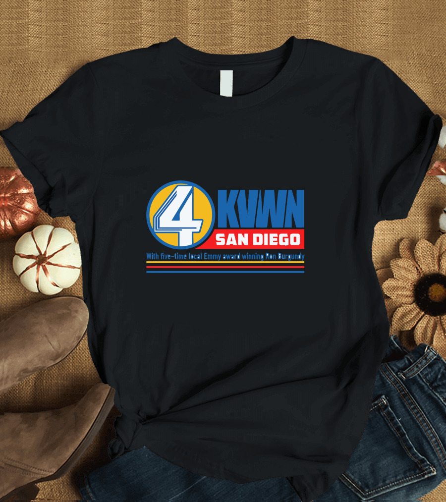 KWVN Channel 4 San Diego Ron Burgundy Five-Time Local Emmy Award Winning T-Shirt