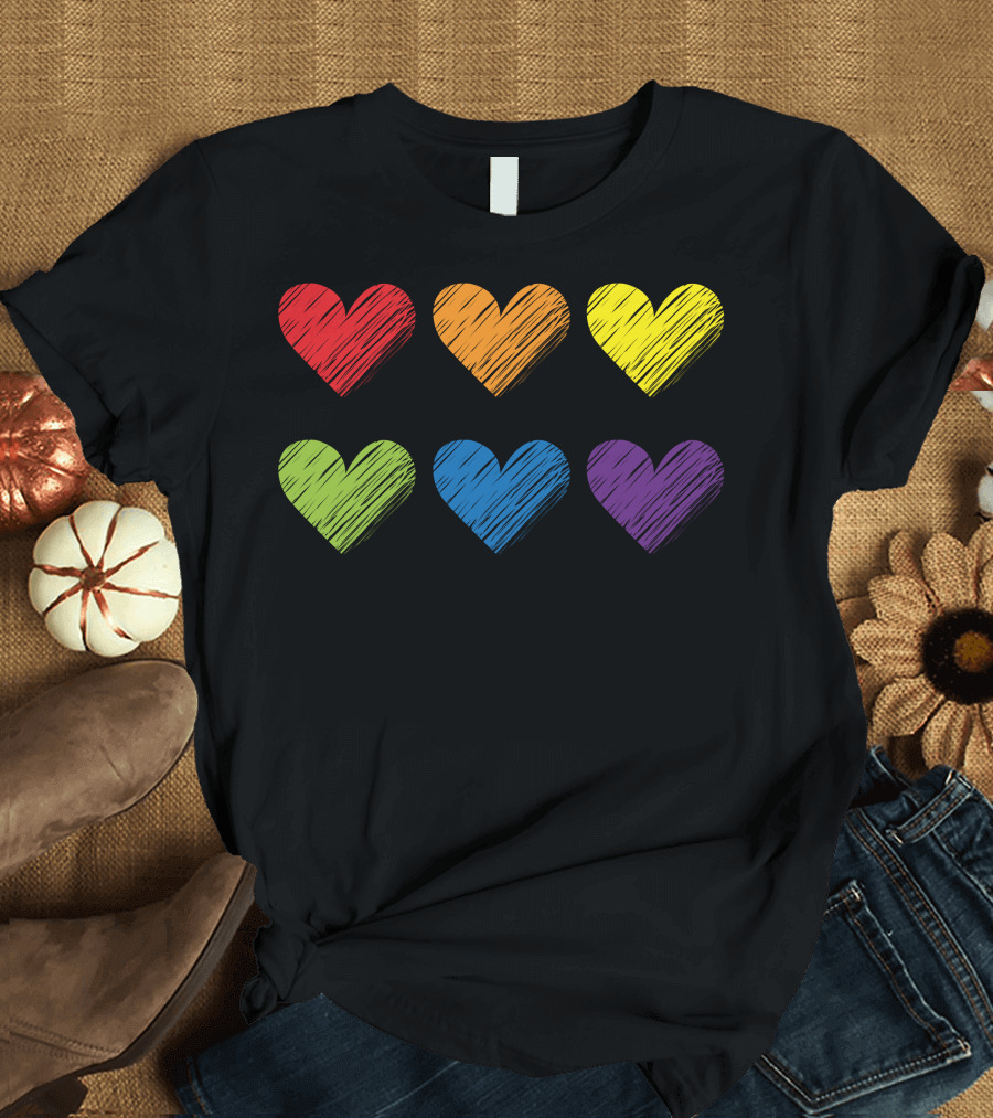 Pride Hearts Rainbow Colors T-Shirt