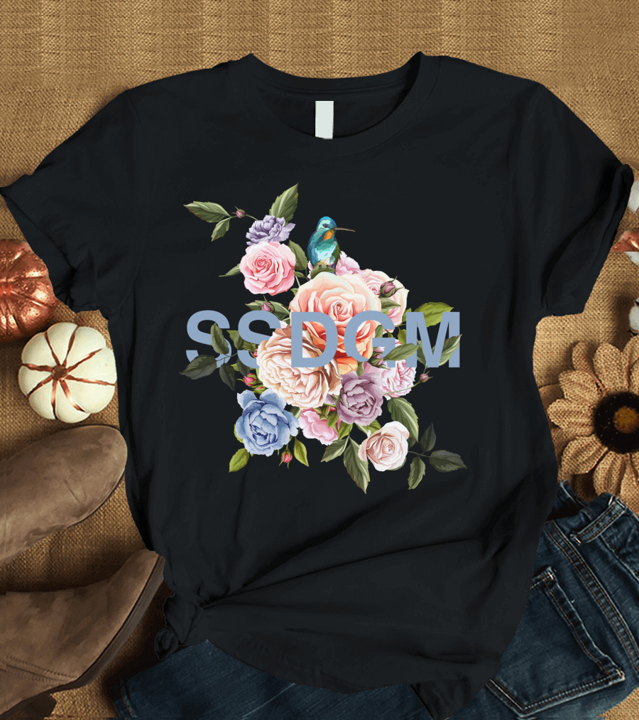 SSGDM Floral Design with Colorful Bird T-Shirt