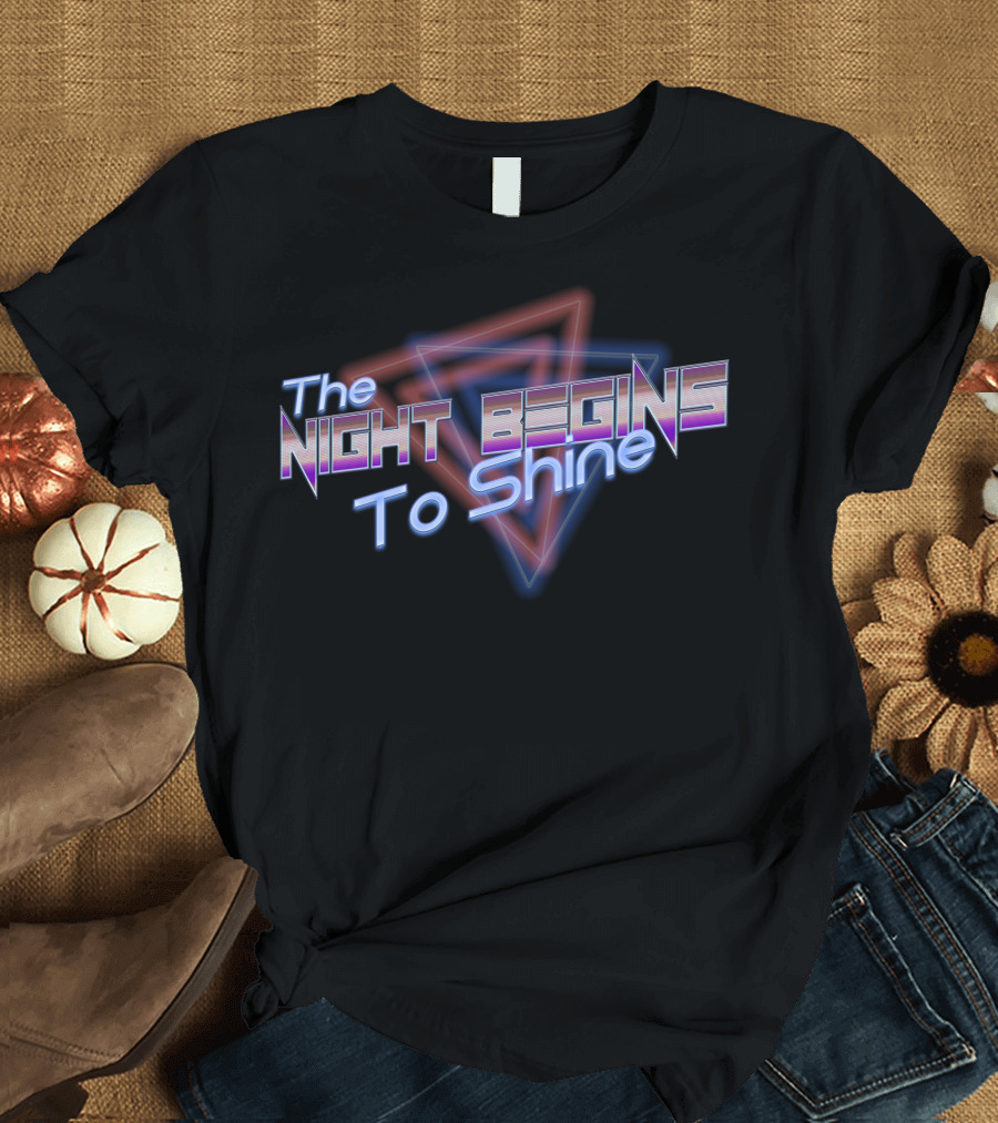 The Night Begins To Shine Retro Neon Triangles T-Shirt
