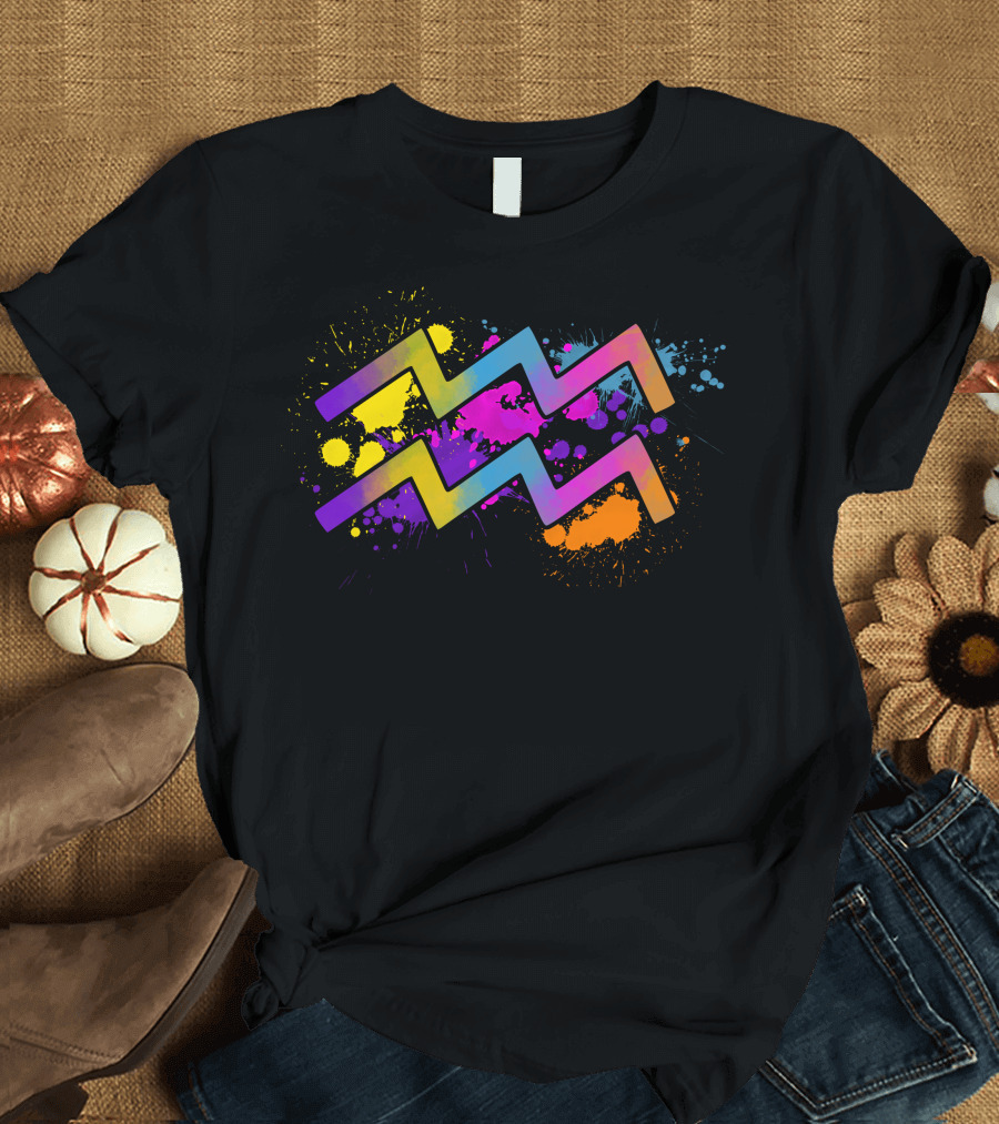 Watercolor Aquarius Symbol Zodiac Splash T-Shirt