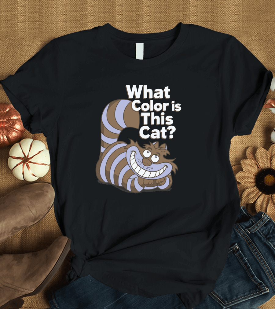 What Color Is This Cat Cheshire Stripes Optical Illusion T-Shirt