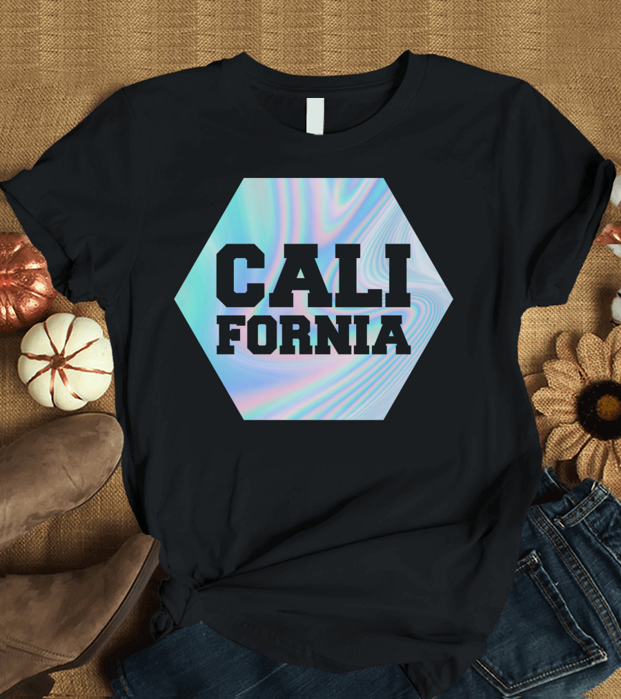 California Iridescent Hexagon Holographic T-Shirt