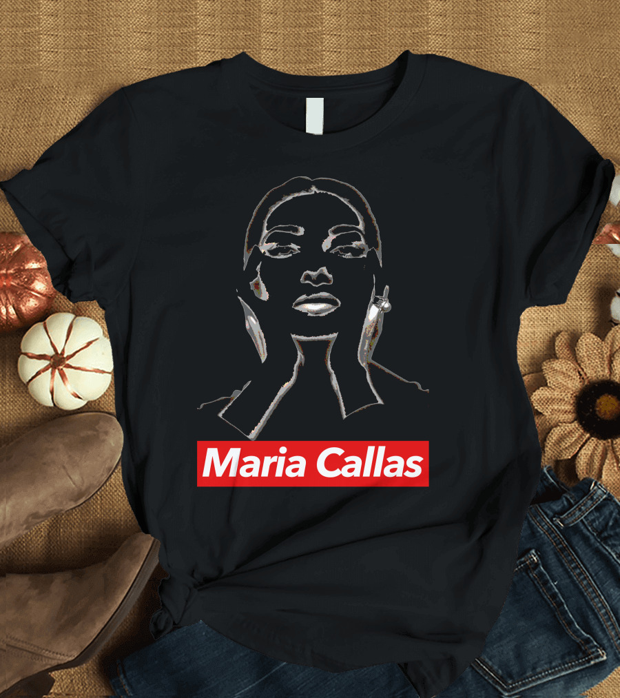Maria Callas Iconic Portrait in Bold Typography T-Shirt