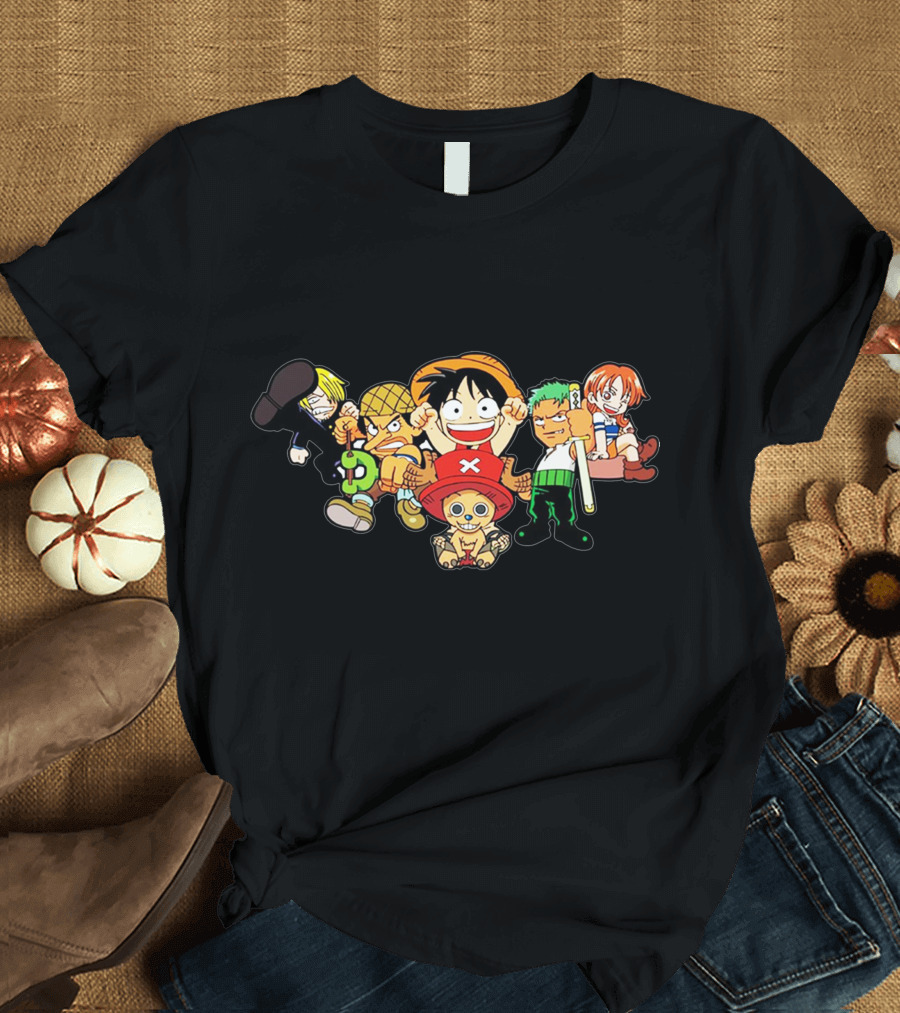 One Piece Cartoon Luffy Zoro Nami Usopp Sanji Chopper Crew Anime T-Shirt