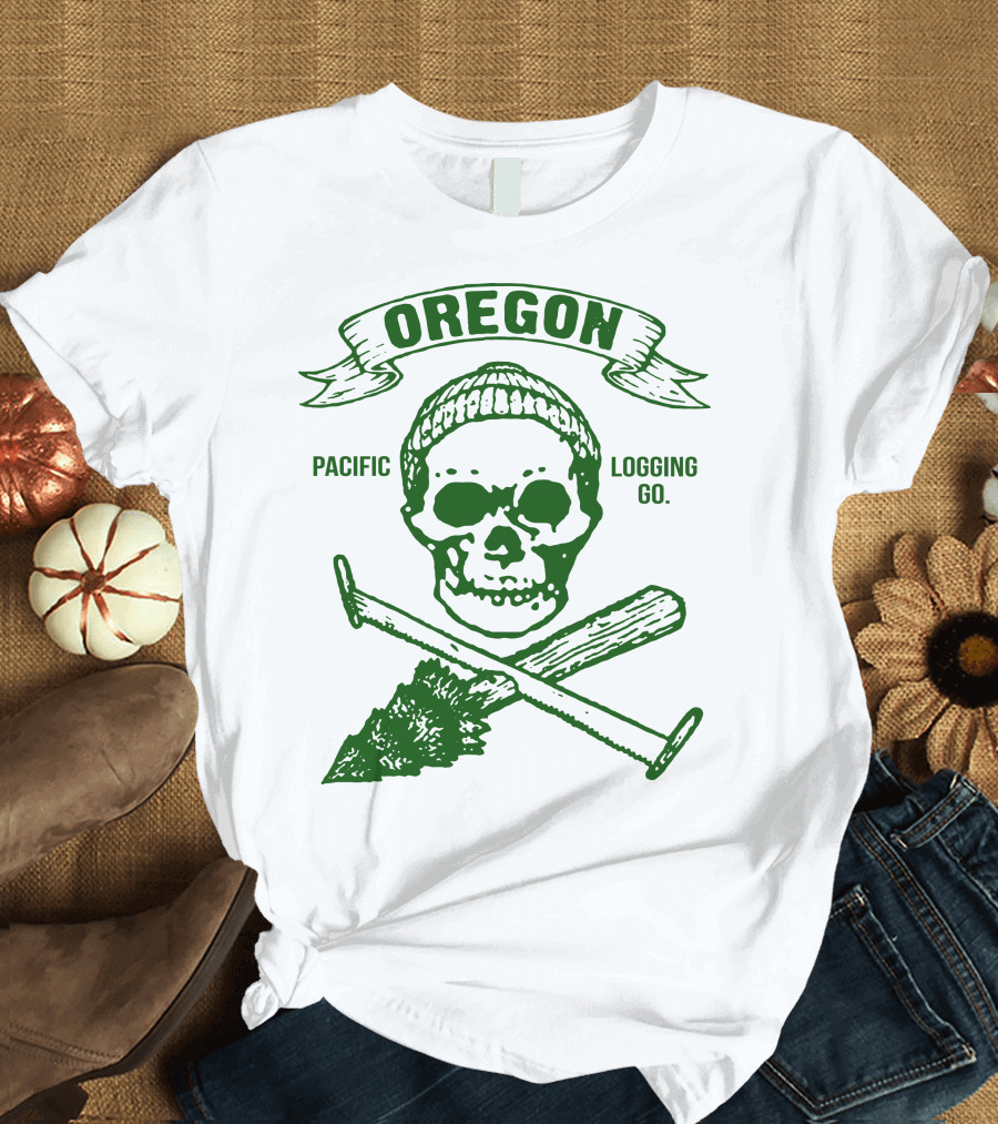 Oregon Pacific Logging Co Skull with Crossed Axes T-Shirt