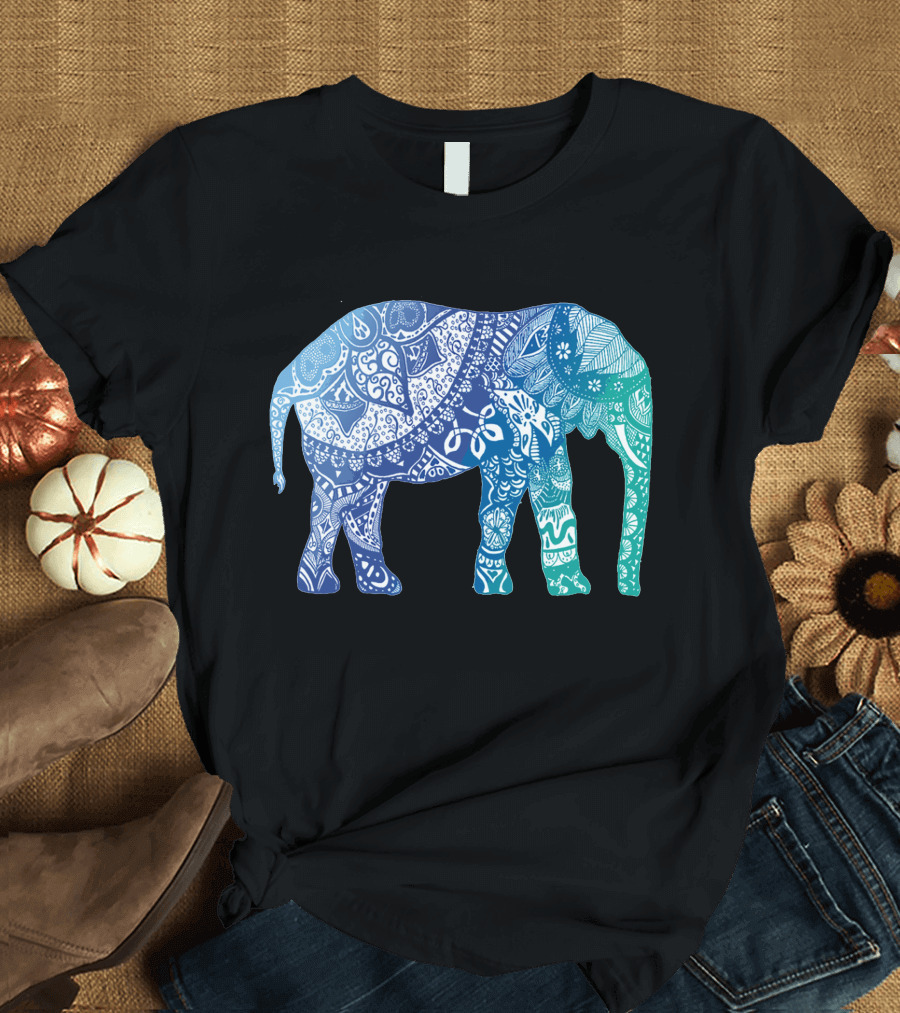 Blue Elephant Mandala T-Shirt