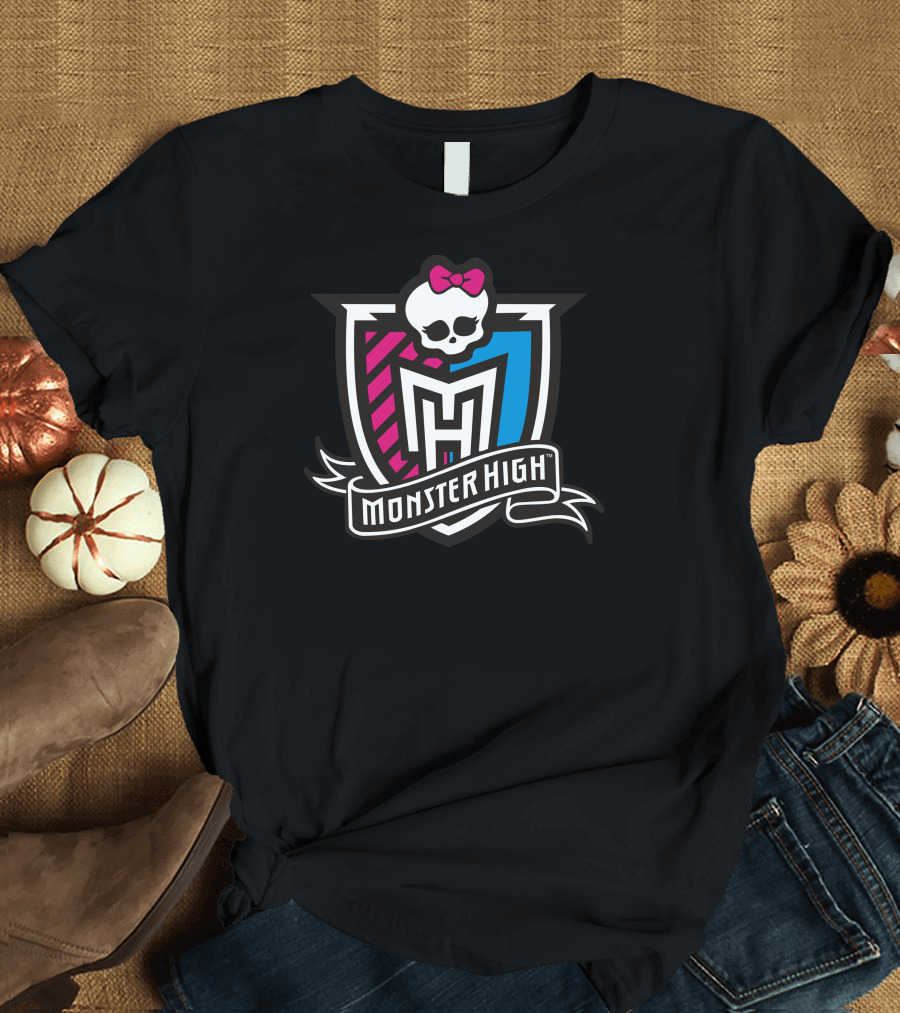 Monster High Skull Shield Logo Bow T-Shirt