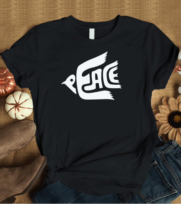 T-Shirt: Peace Dove Typography Bird Shape T-Shirt Peace Dove Typography Bird Shape T-Shirt