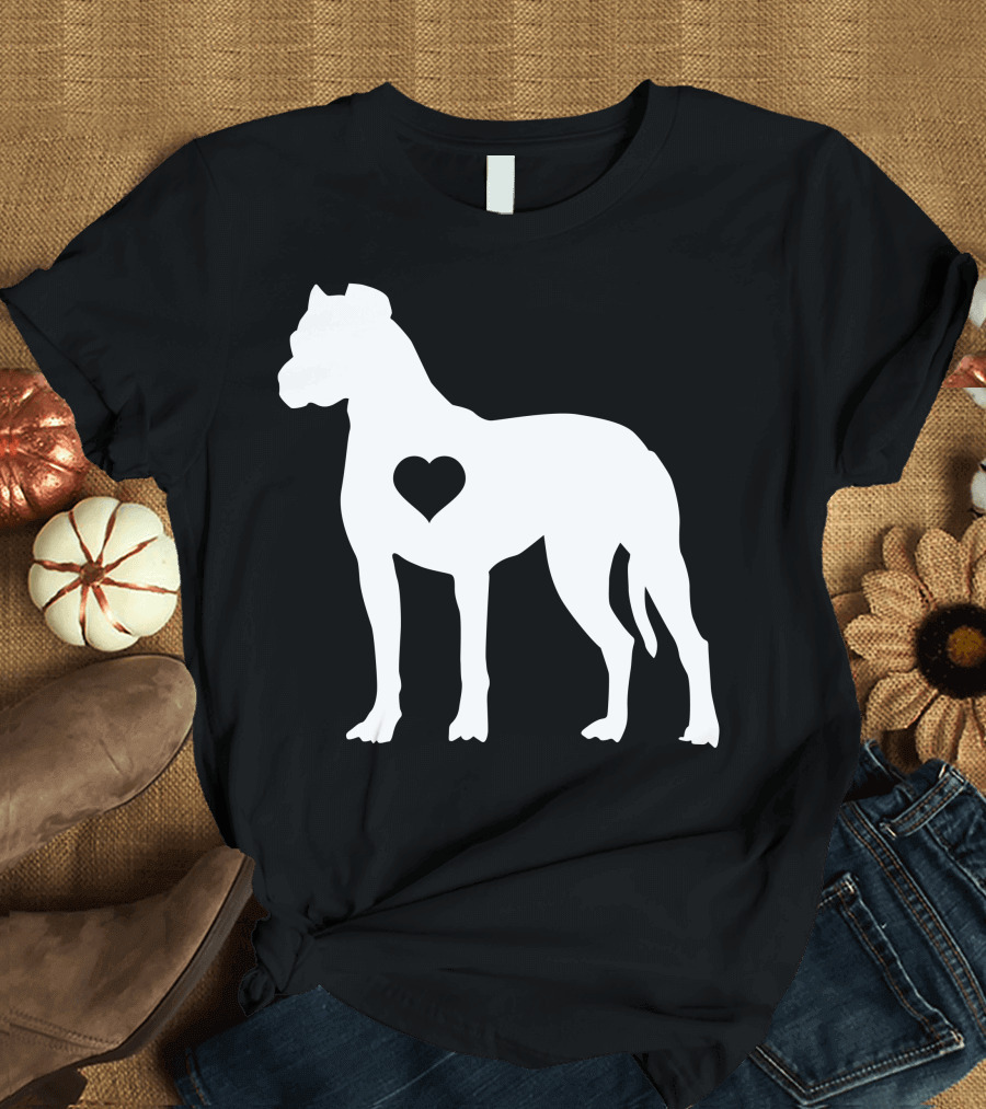 Pit Bull Terrier Silhouette with Heart Emblem T-Shirt