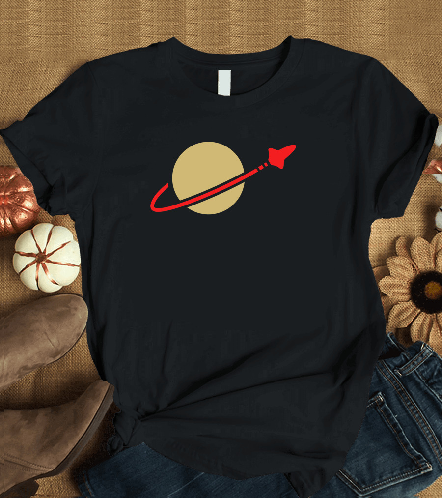Retro Lego Space Classic Emblem with Red Planet and Rocket T-Shirt