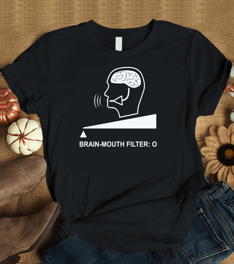 Brain Mouth Filter Zero Indicator with Brain Diagram T-Shirt