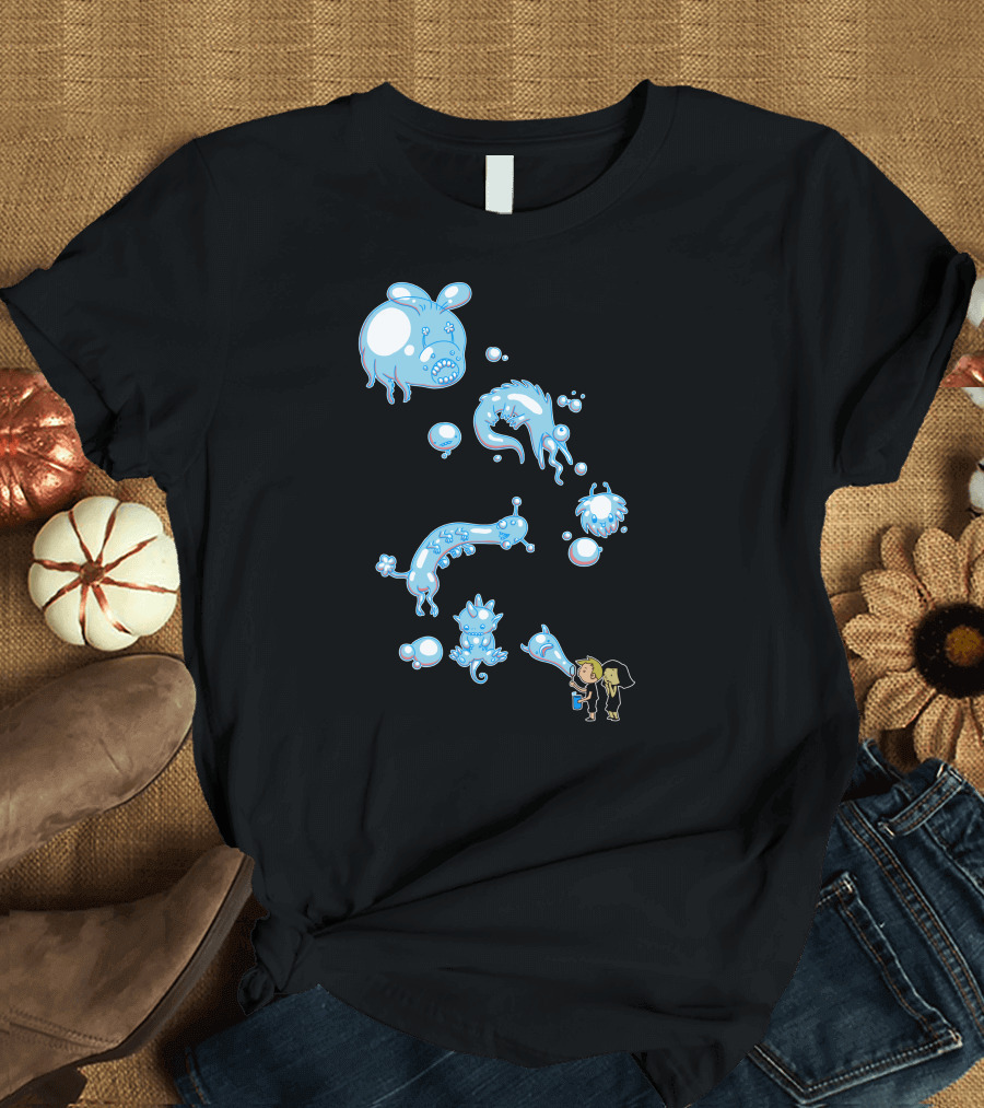 Bubble Monster Imaginative Creatures and Bubble Blowing Kids T-Shirt