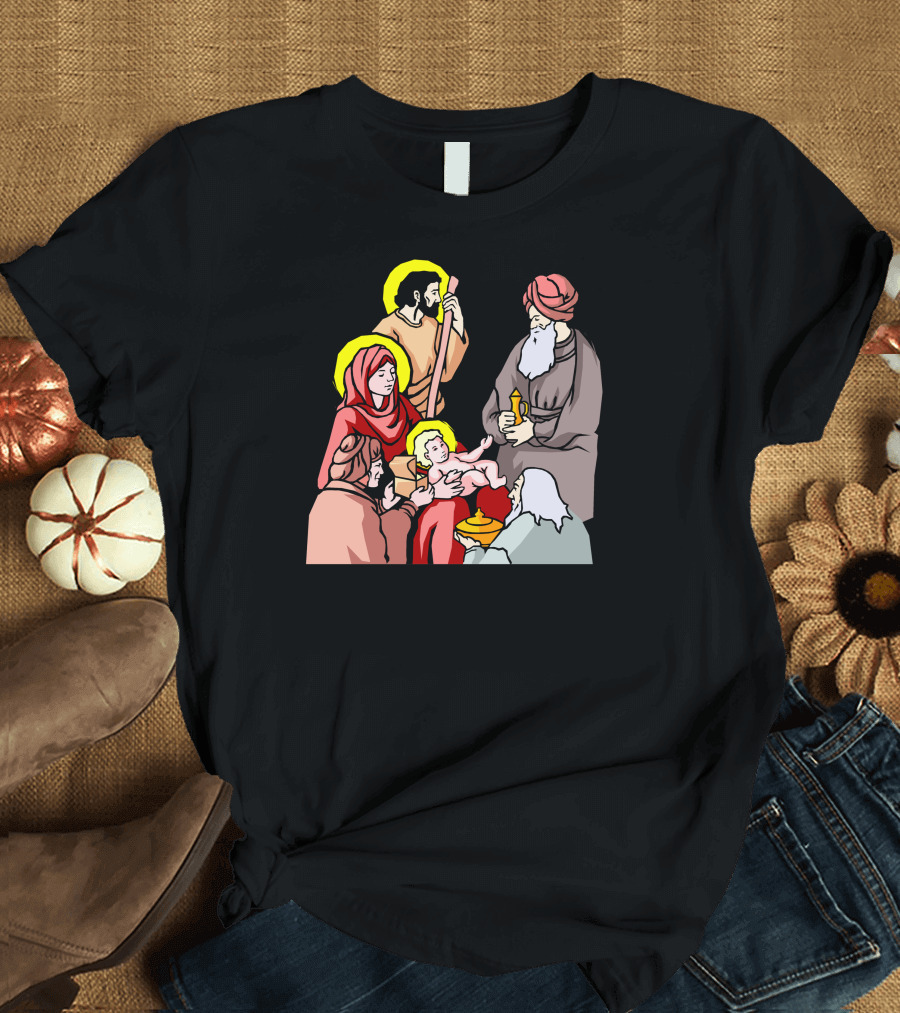 Christmas Nativity Scene Baby Jesus and Wise Men T-Shirt