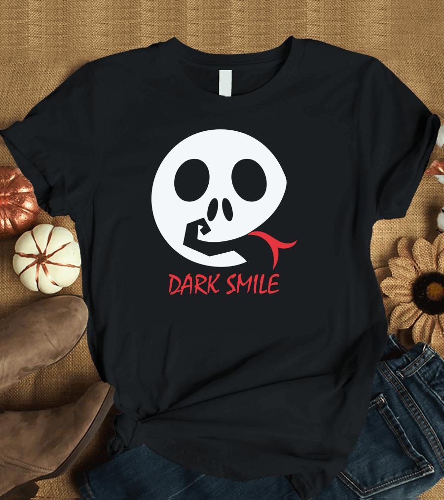 Dark Smile Skull with Mischievous Red Tongue and Fist T-Shirt