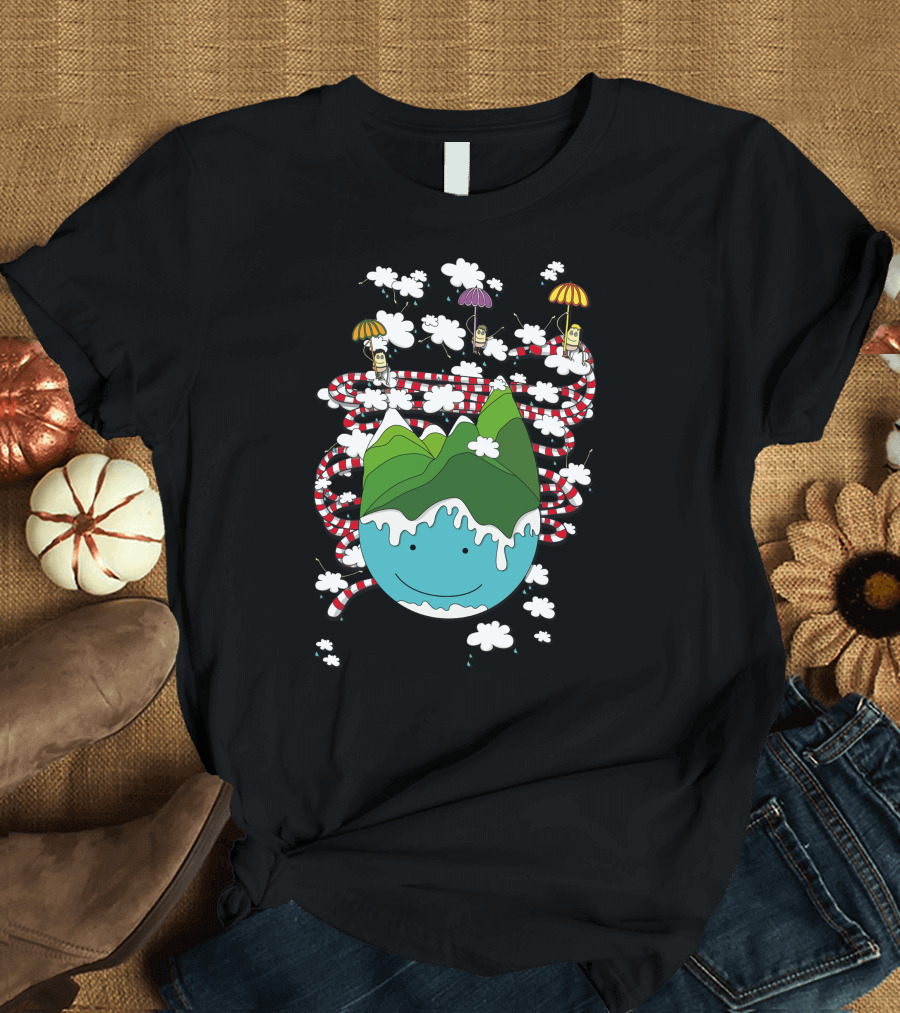 Float to Infinity with Smiling Mountain and Parachuting Clouds T-Shirt