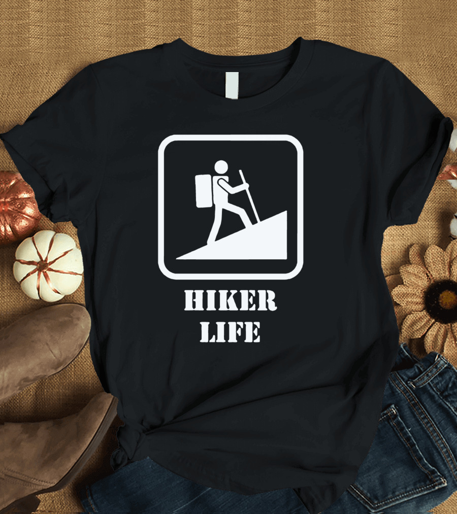 Hiker Life Mountain Adventure Icon Backpacking T-Shirt
