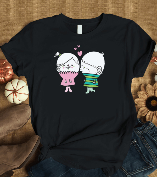 T-Shirt: Little Kiss Cute Kids with Hearts T-Shirt Little Kiss Cute Kids with Hearts T-Shirt