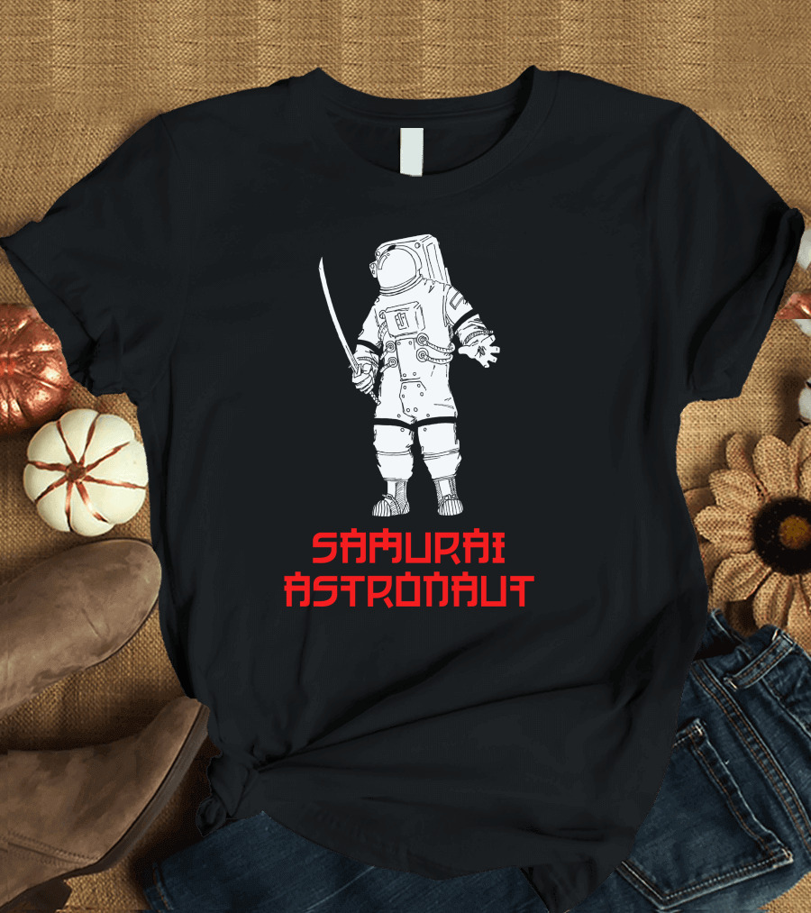 Samurai Astronaut Space Warrior with Katana in Spacesuit T-Shirt