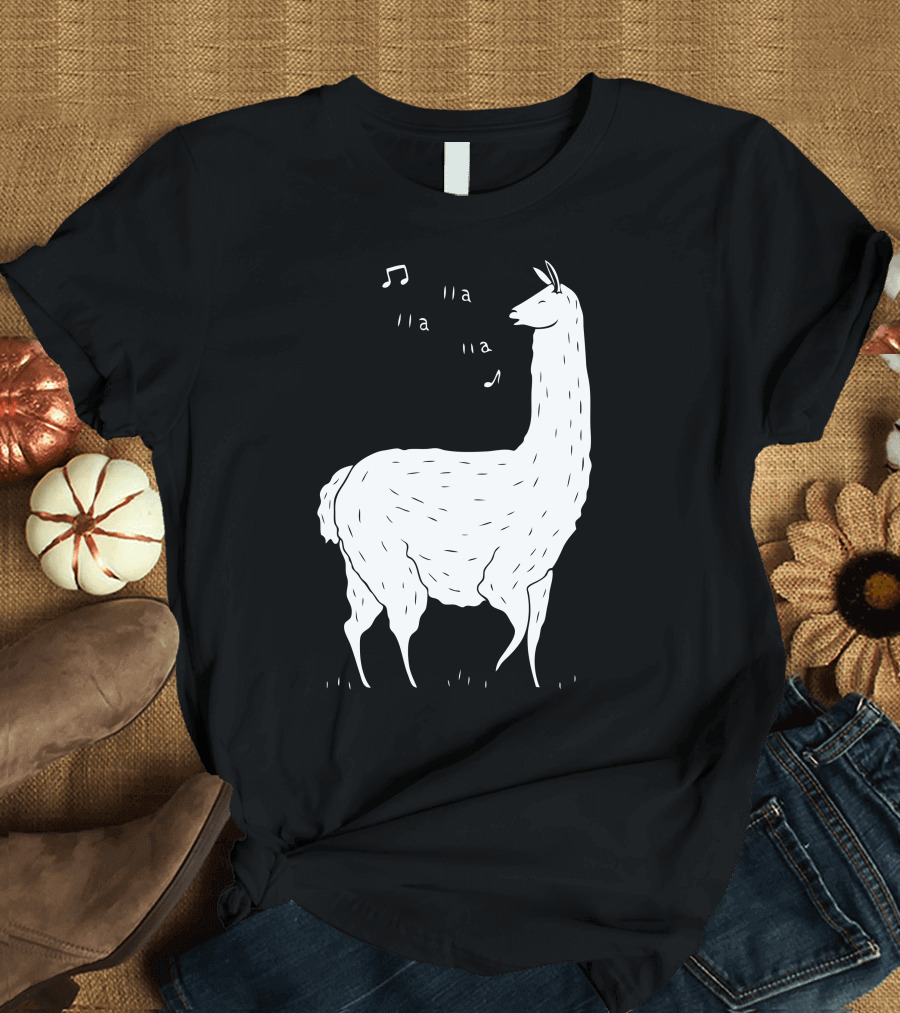 Song of the Llama La La Notes Whimsical Musical Llama T-Shirt