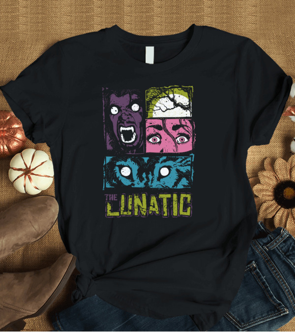T-Shirt: The Lunatic Creepy Faces and Full Moon Horror T-Shirt The Lunatic Creepy Faces and Full Moon Horror T-Shirt
