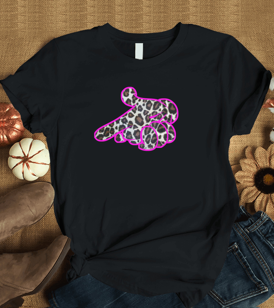 Leopard Print Iconic Air Silhouette with Pink Outline T-Shirt