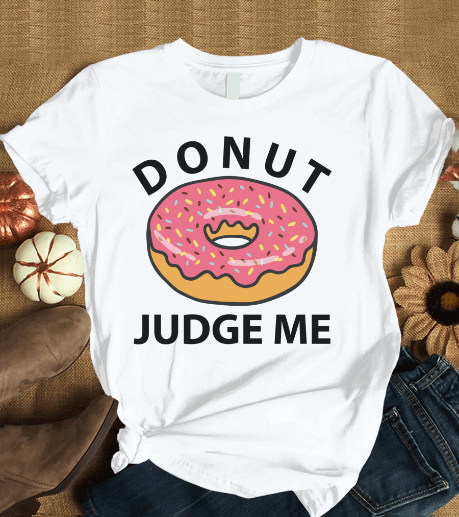 DONUT JUDGE ME Pink Frosted Sprinkles Crown Donut T-Shirt