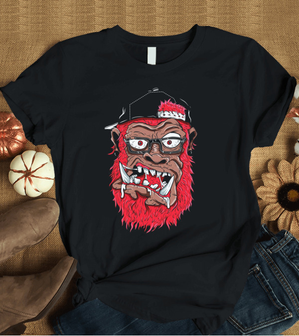 T-Shirt: Call Him Gorilla Red Bearded Beast with Baseball Cap and Glasses T-Shirt Call Him Gorilla Red Bearded Beast with Baseball Cap and Glasses T-Shirt